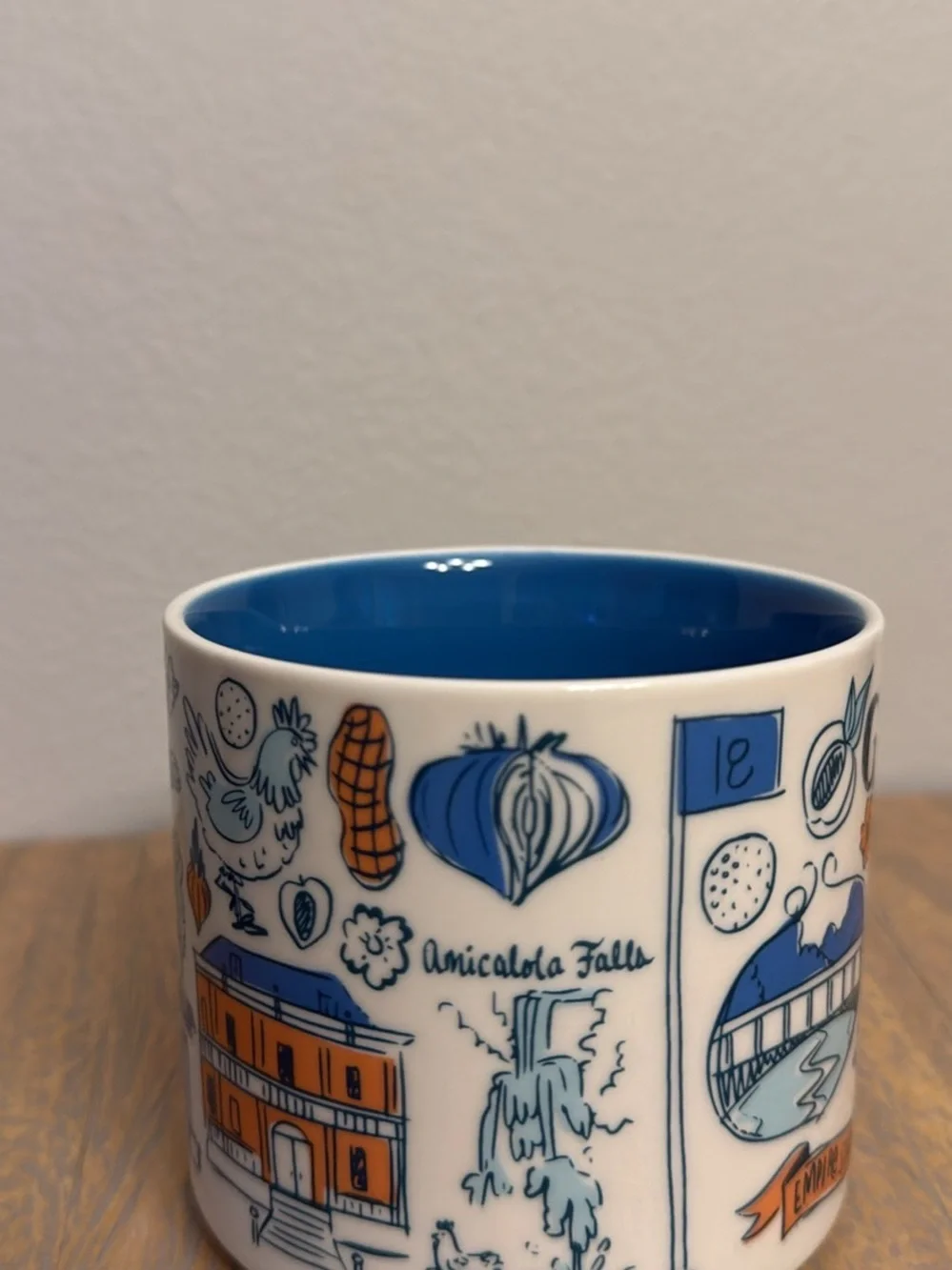 Starbucks Georgia White and Blue Ceramic Mug